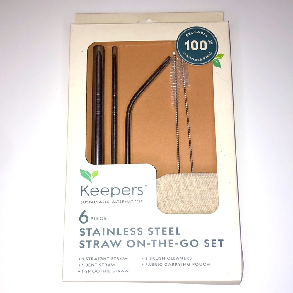 6 Piece Stainless Steel Straw Set
